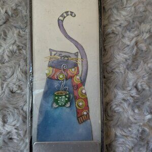 Flatyz White Winter Cat Flat Candle with Base New Two Wick Candle
